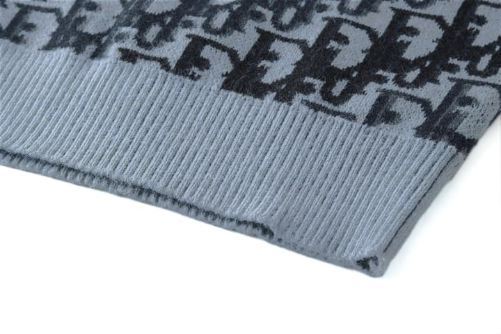 Dior Oblique Jacquard Wool Crewneck Sweater – 2026SS in Navy Oblique With Light Blue Trim