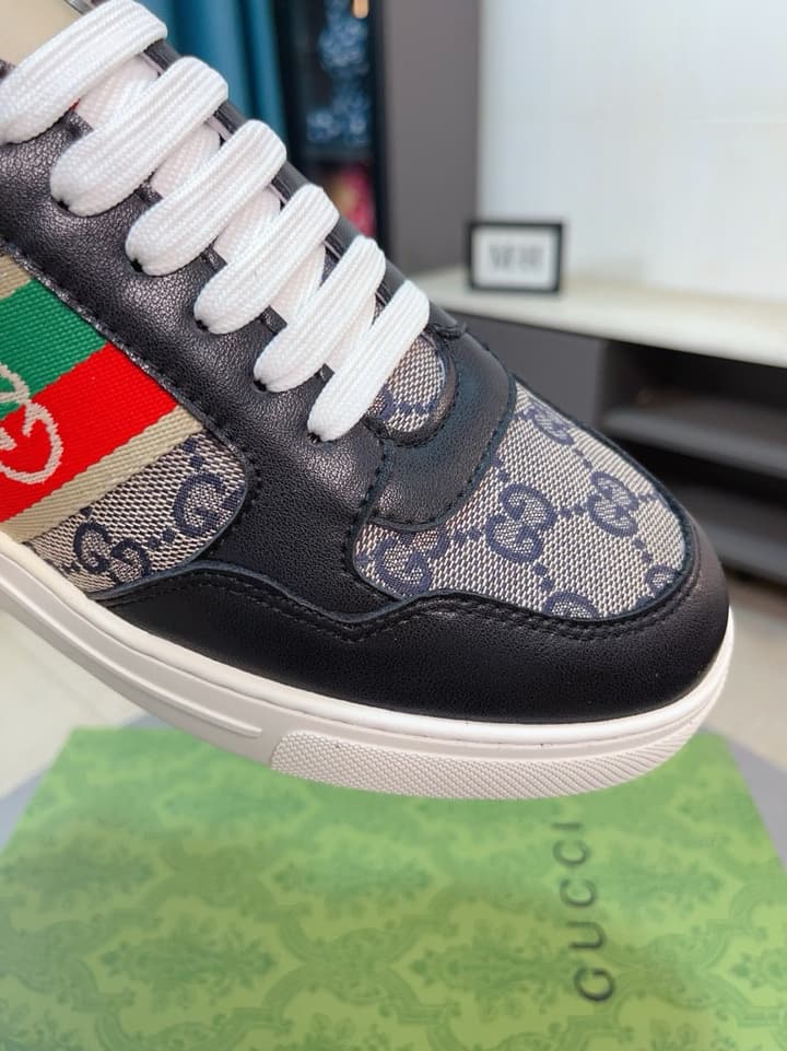 Gucci New Season Casual Fashion Sneakers in Black With Web Stripe