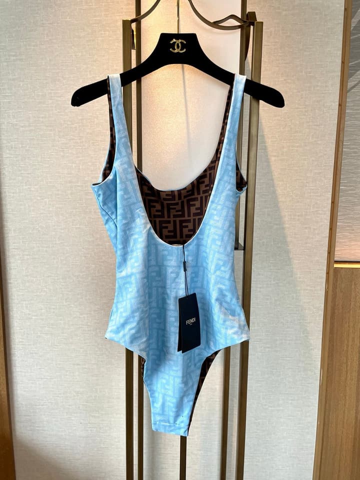 Fendi One-Piece Swimsuit in Brown Ff Monogram