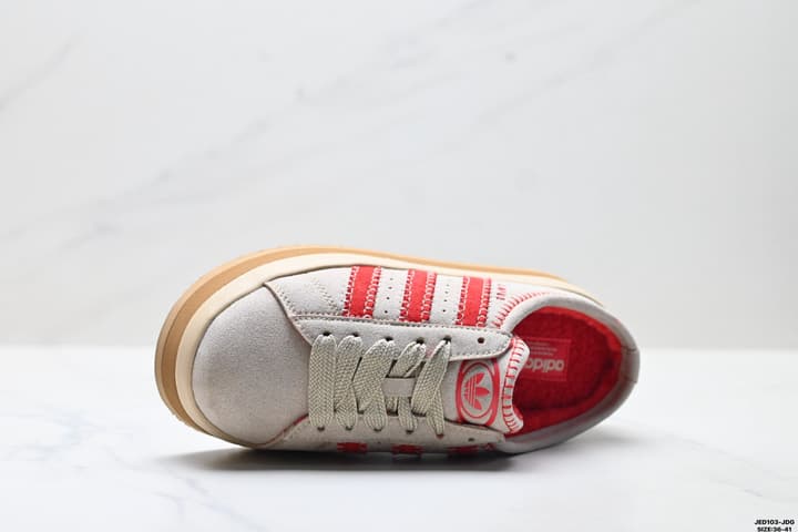 Adidas Originals Campus 00S WTR LO Padded Mules in Beige Suede With Red Stripes
