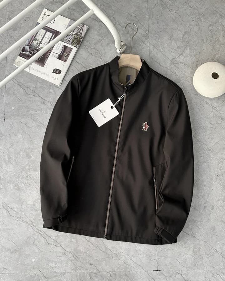 Moncler Stand Collar Logo Jacket – 2025 Fall Collection in Black