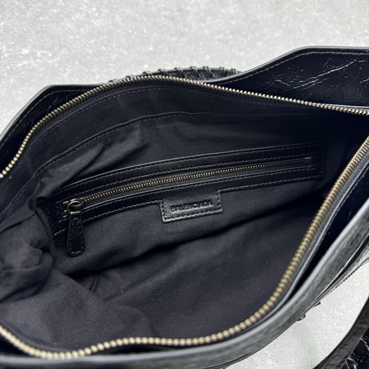Balenciaga Le City First Bag in Oil Wax Leather in Black Oil Wax Leather