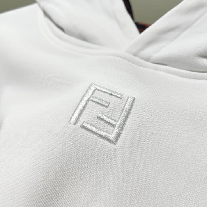 Fendi FF Patch Logo Cotton Hoodie in Black Hooded Sweatshirt