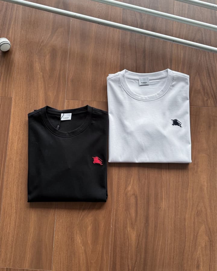 Burberry Embroidered Mercerized Cotton T-Shirt in Black