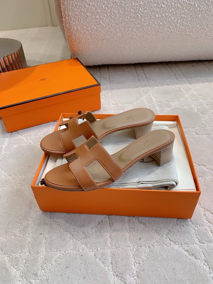 Hermès H-Heeled Sandals in Tan