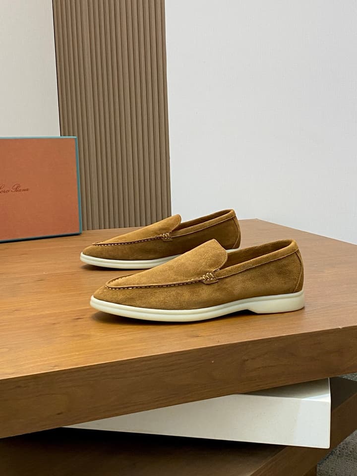 Loro Piana Suede Leather Slip-On Loafers in Black Suede