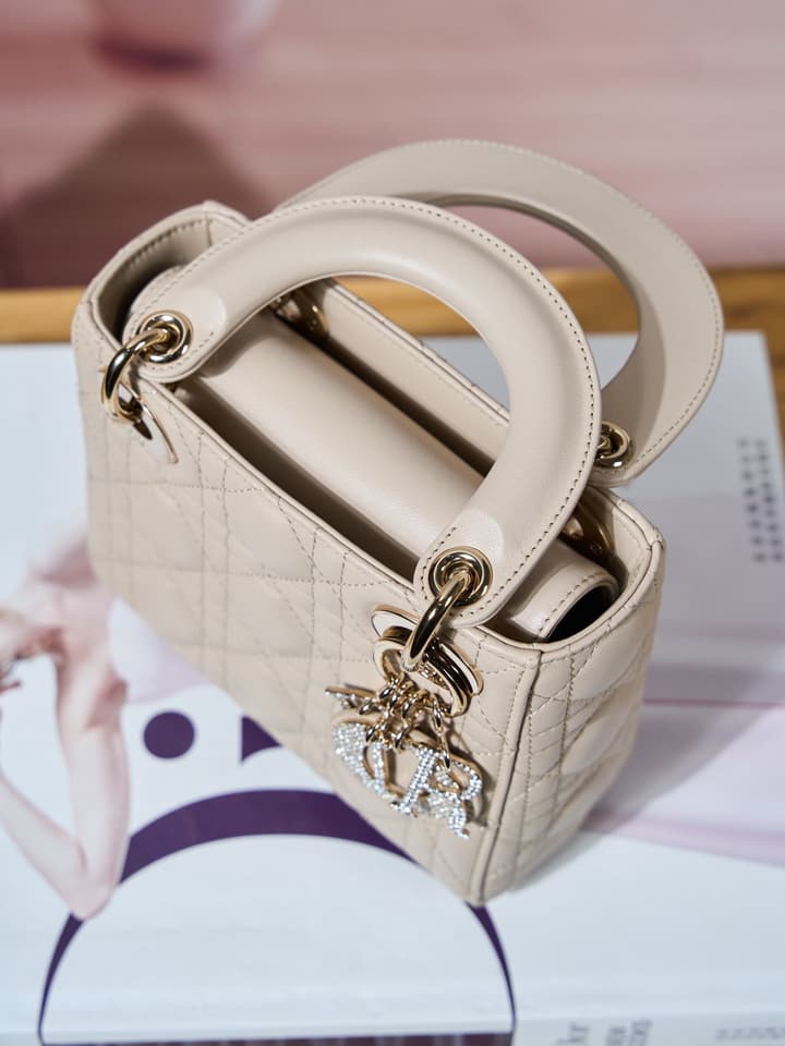 Dior Classic Lady Lambskin Handbag in Blush Pink