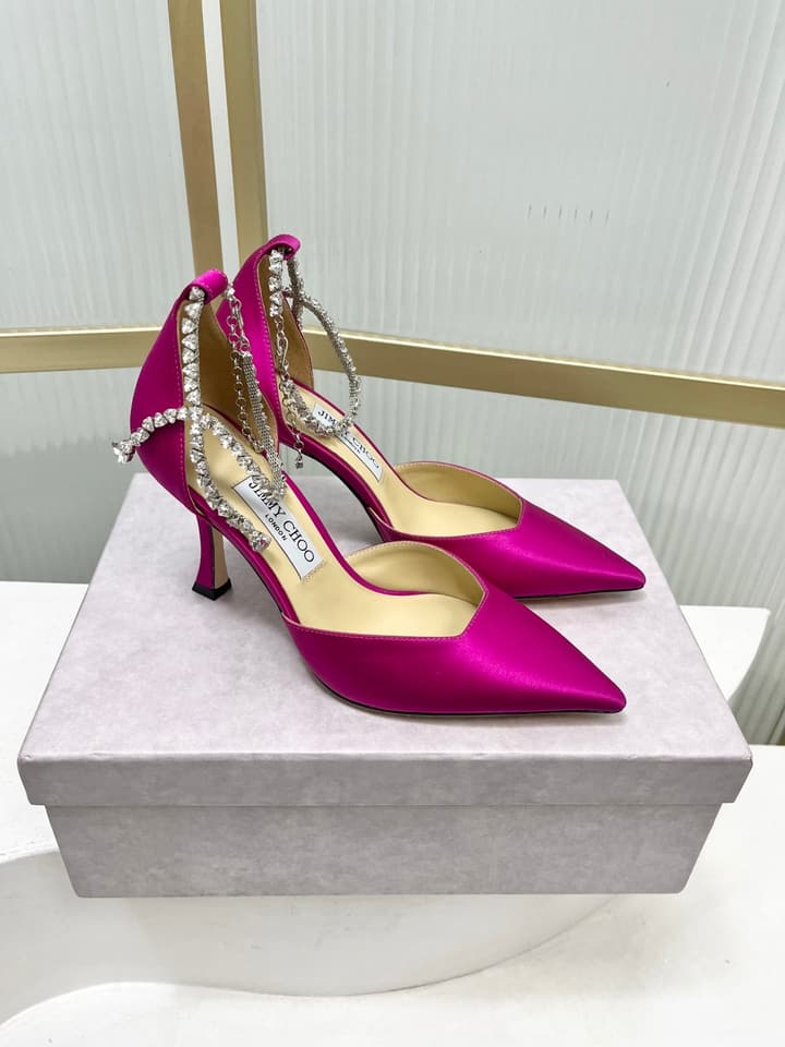 Jimmy Choo Stevie 100 Bow Crystal Silk Heels – 2025SS in Black Silk