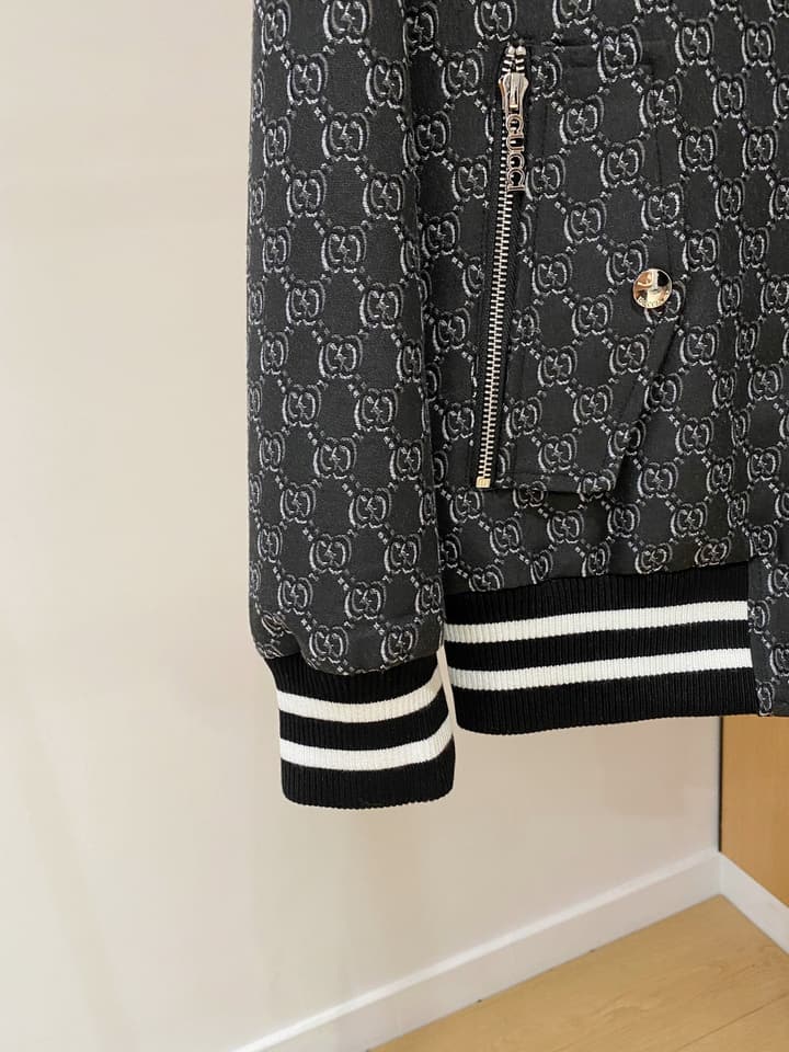 Gucci Men's Casual Jacket – 2025 Spring/Summer Collection in Charcoal Monogram Bomber