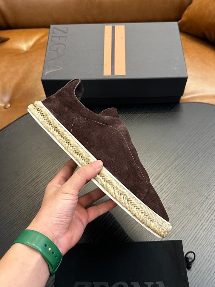 Ermenegildo Zegna Triple Stitch Low-Top Sneakers in Black Suede