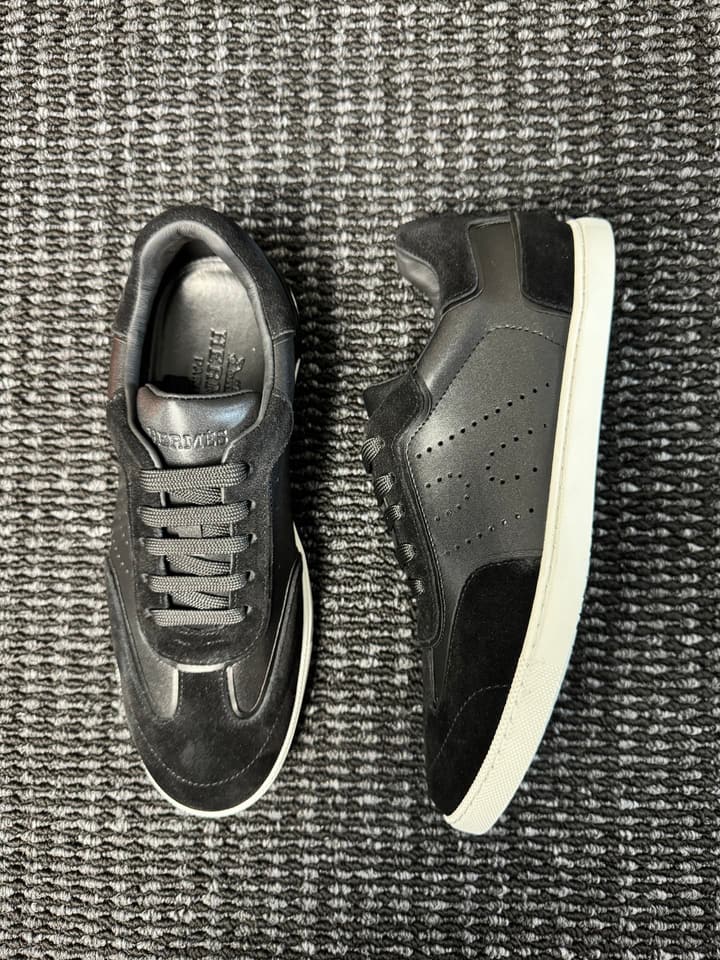 Hermès Laser-Punched H Nappa Calfskin Sneakers in Black