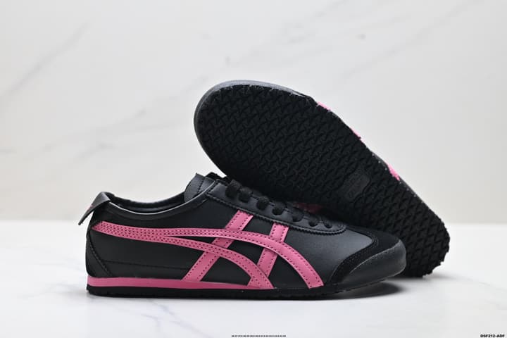 Onitsuka Tiger Mexico 66 NIPPON MADE Sneakers in Black With Pink Stripes