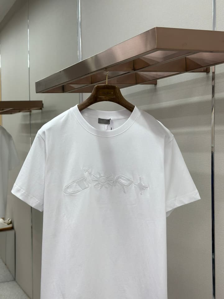 Dior Pattern Embroidered Crewneck T-Shirt in Washed Grey