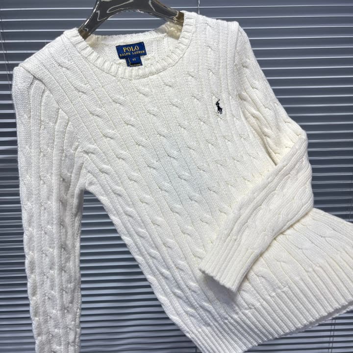 Ralph Lauren Embroidered Horse Cable Knit Sweater – Kids Collection in Navy Blue