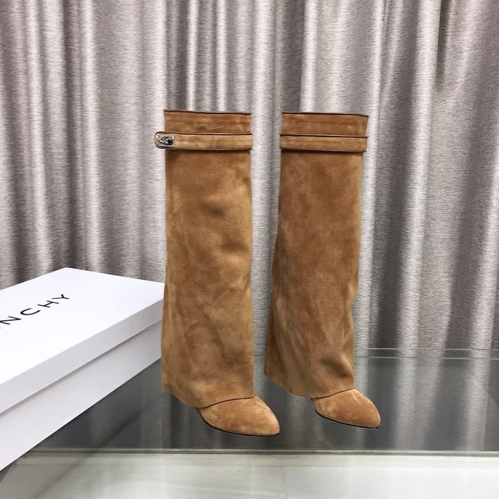 Givenchy Shark Tooth Leather Knee-High Boots in Almond