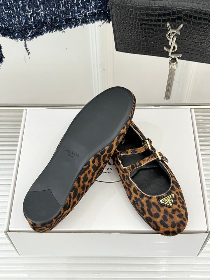 Prada Classic Mary Jane Flats in Leopard Print