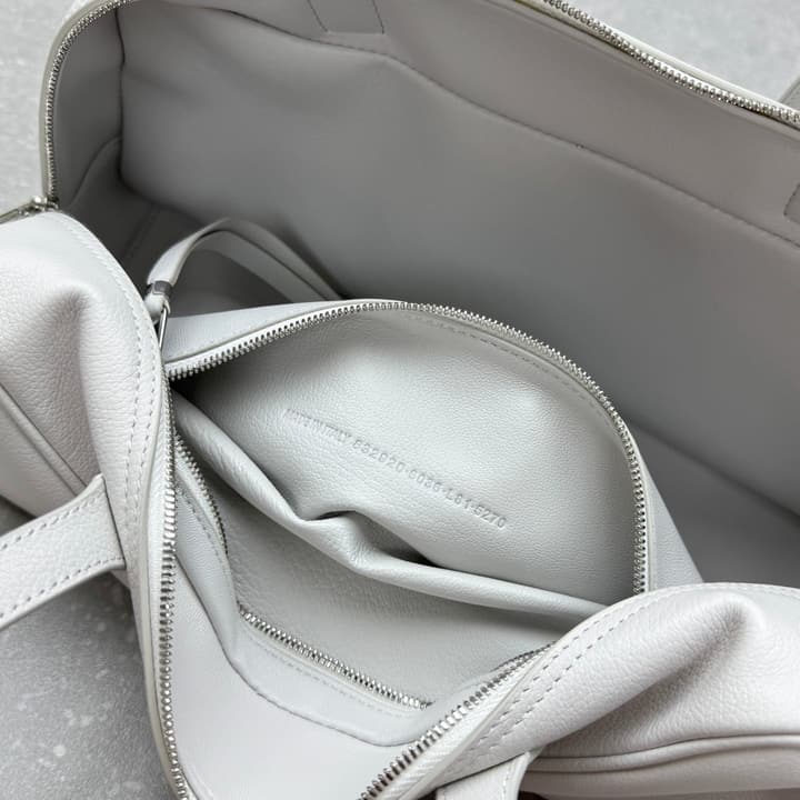 Balenciaga Carrie Leather Bowling Bag – Small in Light Blue
