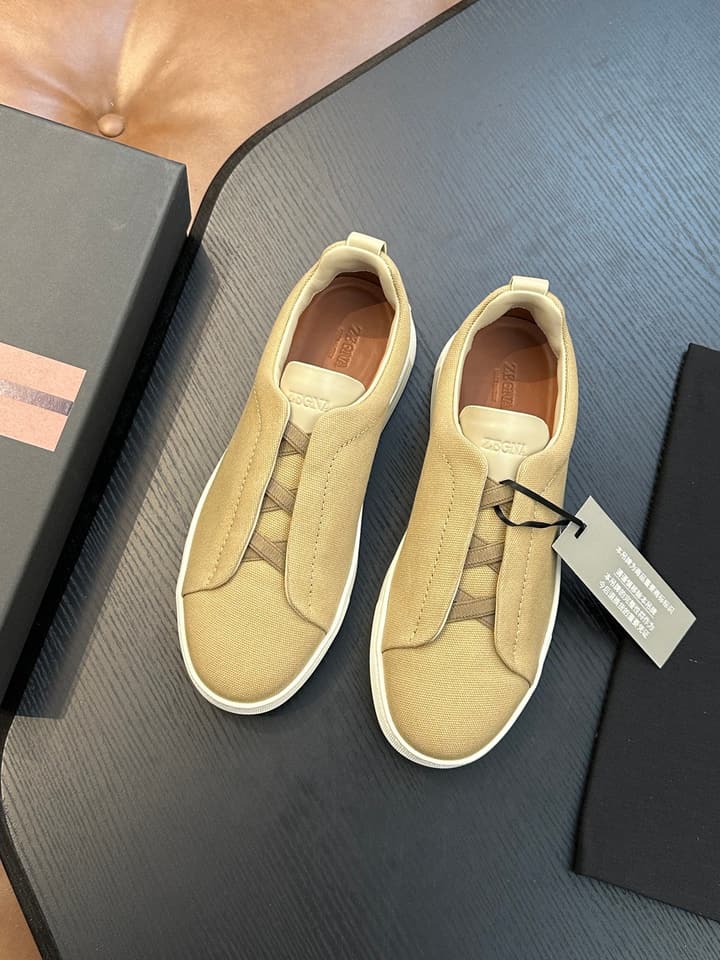 Zegna Triple Stitch Low-Top Sneakers in Black Suede