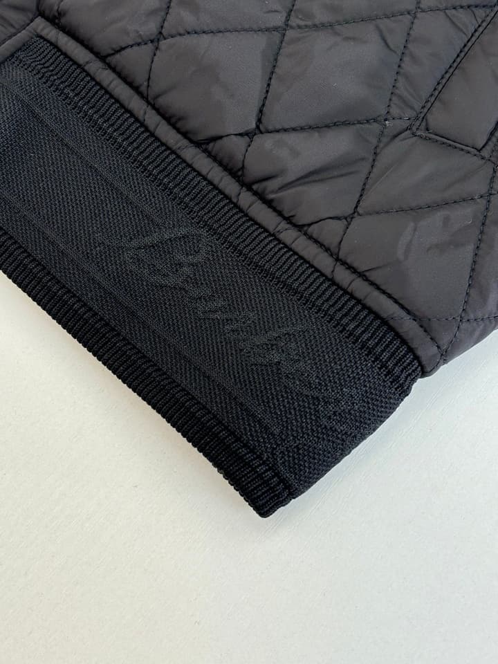 Burberry Diamond Quilted Stand Collar Nylon Jacket in Black