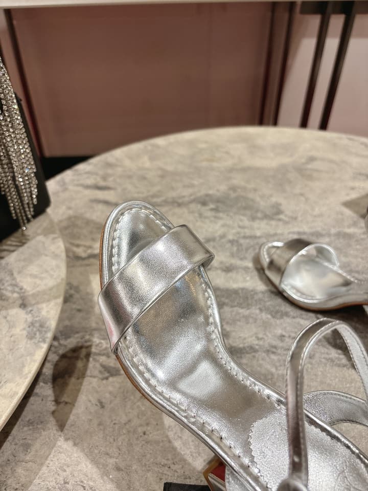 Christian Louboutin Block Heel Sandals in Beige