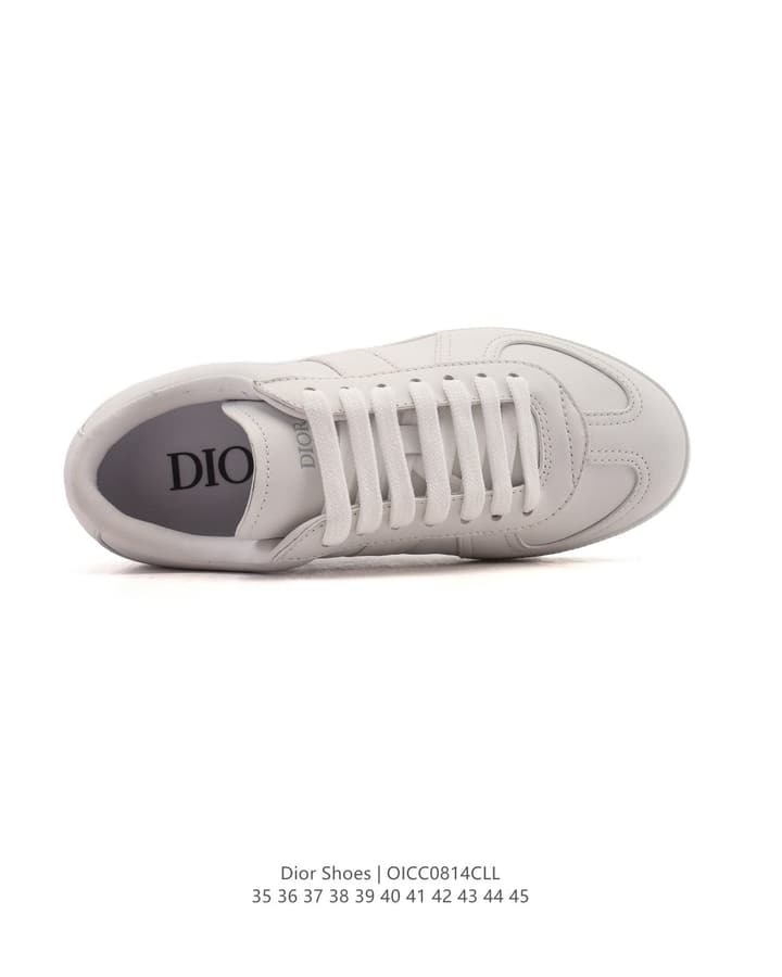Dior Unisex White Platform Sneakers – Spring/Summer Collection – 25SS in Beige With Brown Stripe