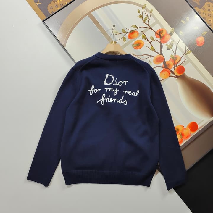 Dior CD Letter Embroidered Knit Cardigan – 2025 Fall in Cream Beige