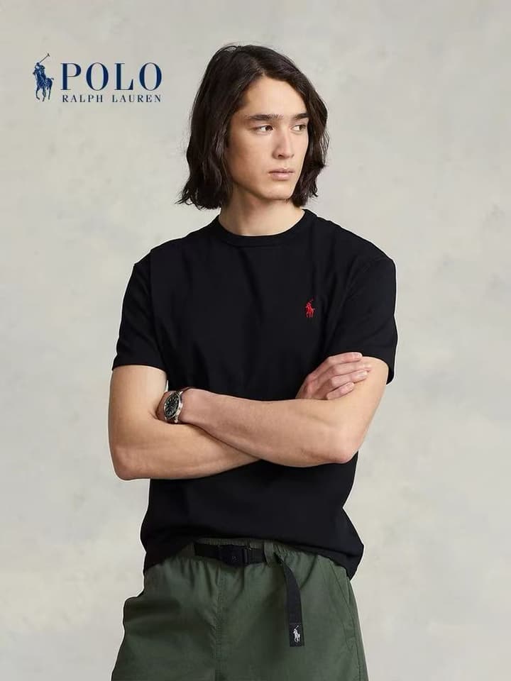 Ralph Lauren Mercerized Cotton Slim-Fit Crewneck T-Shirt in Black