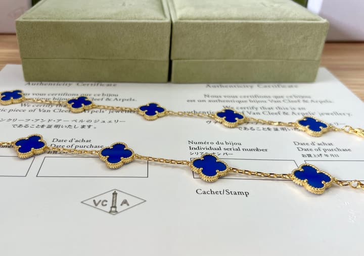 Van Cleef & Arpels Vintage Alhambra Blue Agate Bracelet