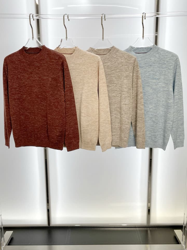 Loro Piana Men's Casual Knit Sweater in Light Grey Speckle