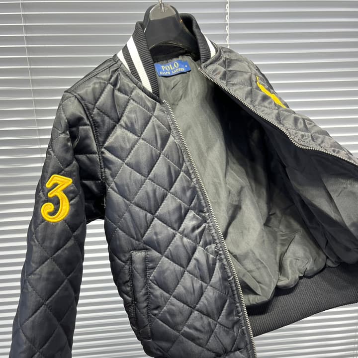 Ralph Lauren Embroidered Pony Puffer Jacket in Classic Black With Yellow Logo