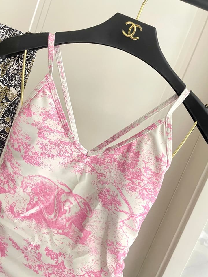 Dior Backless One-Piece Swimsuit in Light Blue Tie-dye Pattern