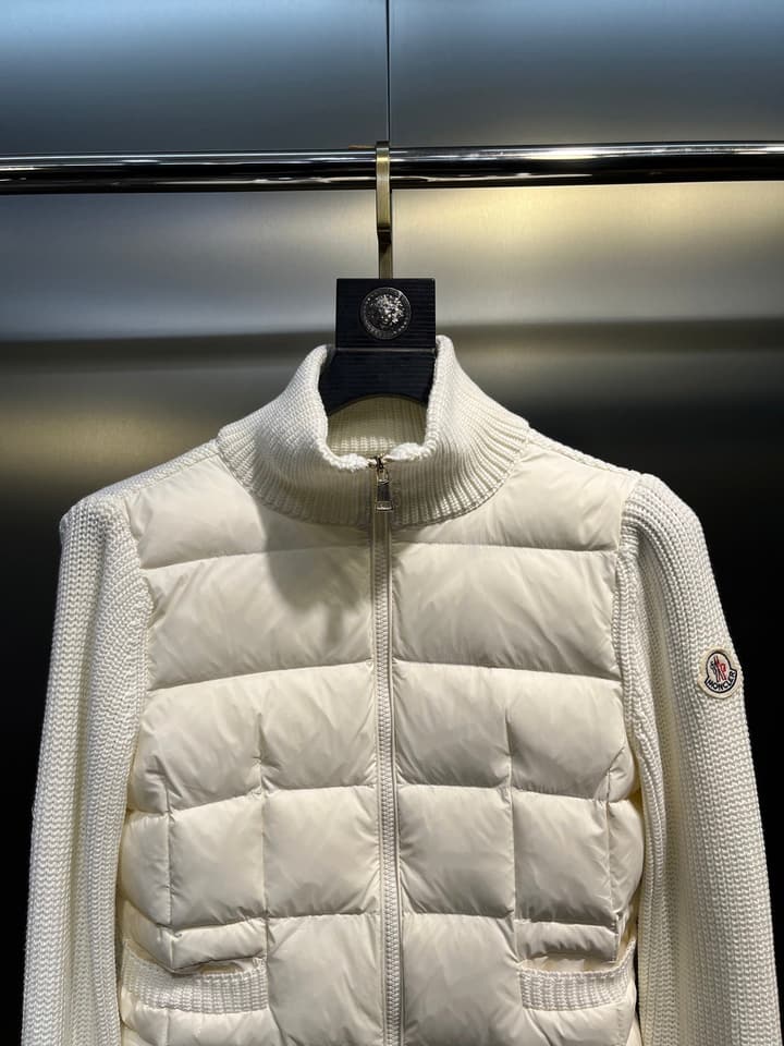 Moncler Lapel Patchwork Wool Down Jacket – 25FW in Black