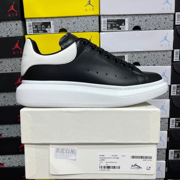 Alexander McQueen Oversized Low-Top Sneakers in All Black With White Sole