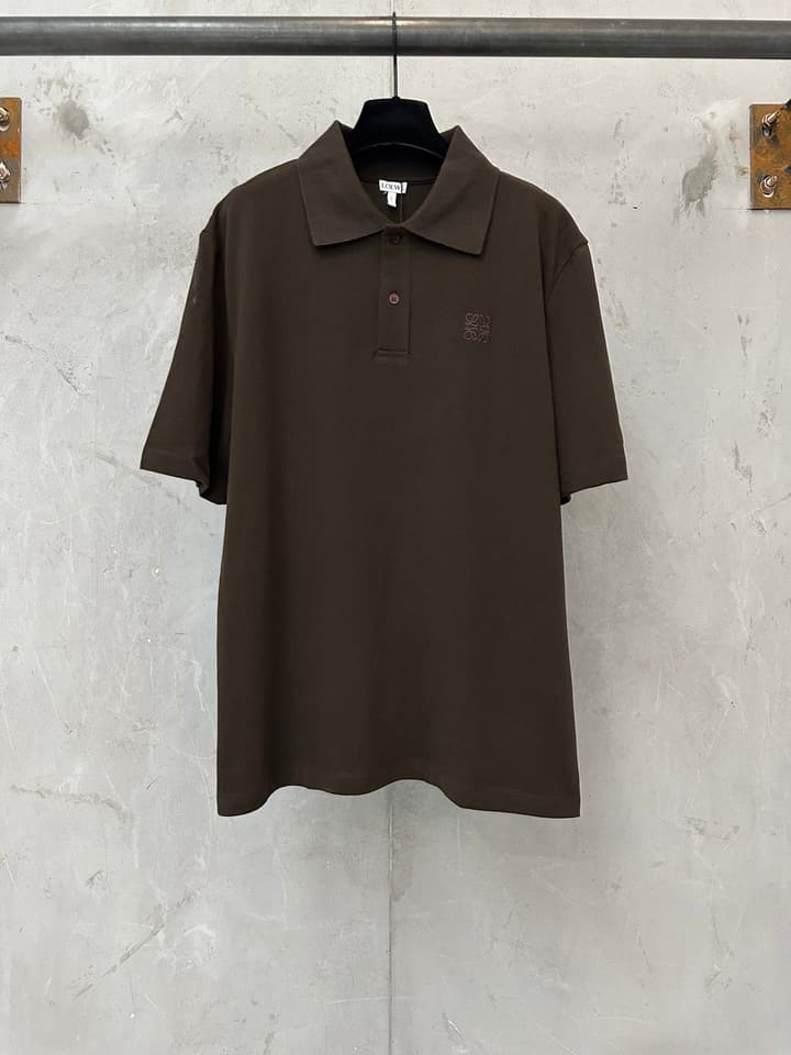 Loewe Embroidered Logo Cotton Polo Shirt – 26SS in Coffee Brown