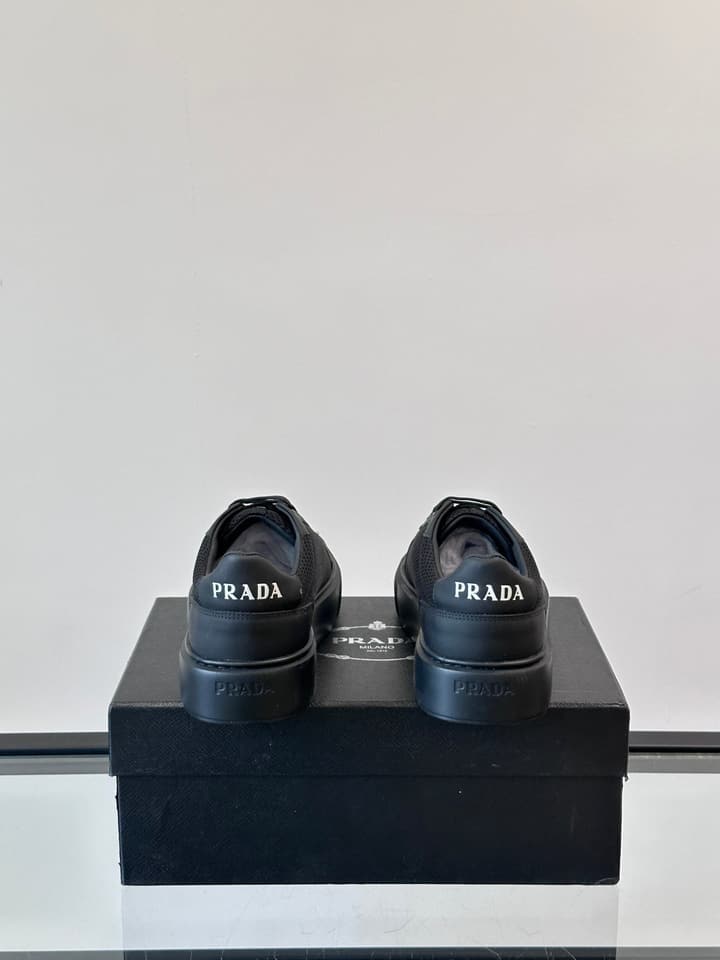 Prada Transparent Rubber-Sole Leather Sneakers