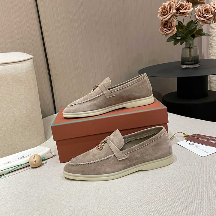 Loro Piana Summer Charms Walk Moccasin Loafers in Black Leather