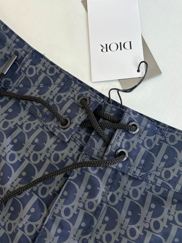 Dior Oblique Print Beach Shorts – Spring/Summer Collection – 25SS in Light Blue Oblique