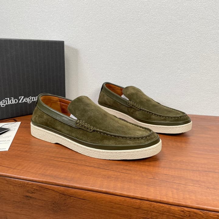 Zegna Men's Suede Leather Slip-On Loafers in Black Suede Loafer