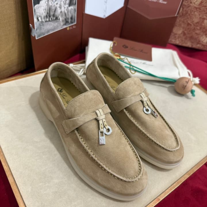 Loro Piana Summer Charms Walk Loafers – Kids Collection in Dusty Lavender Pink
