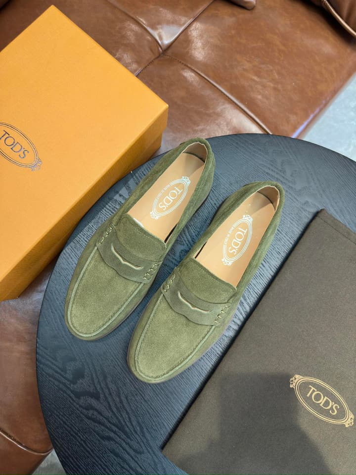 Tod's Suede Calfskin Loafers in Cognac Suede