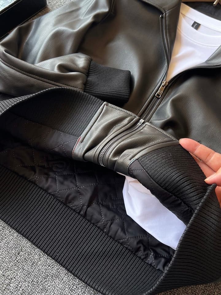 Zegna Padded Sheepskin Collared Leather Jacket in Dark Espresso Leather