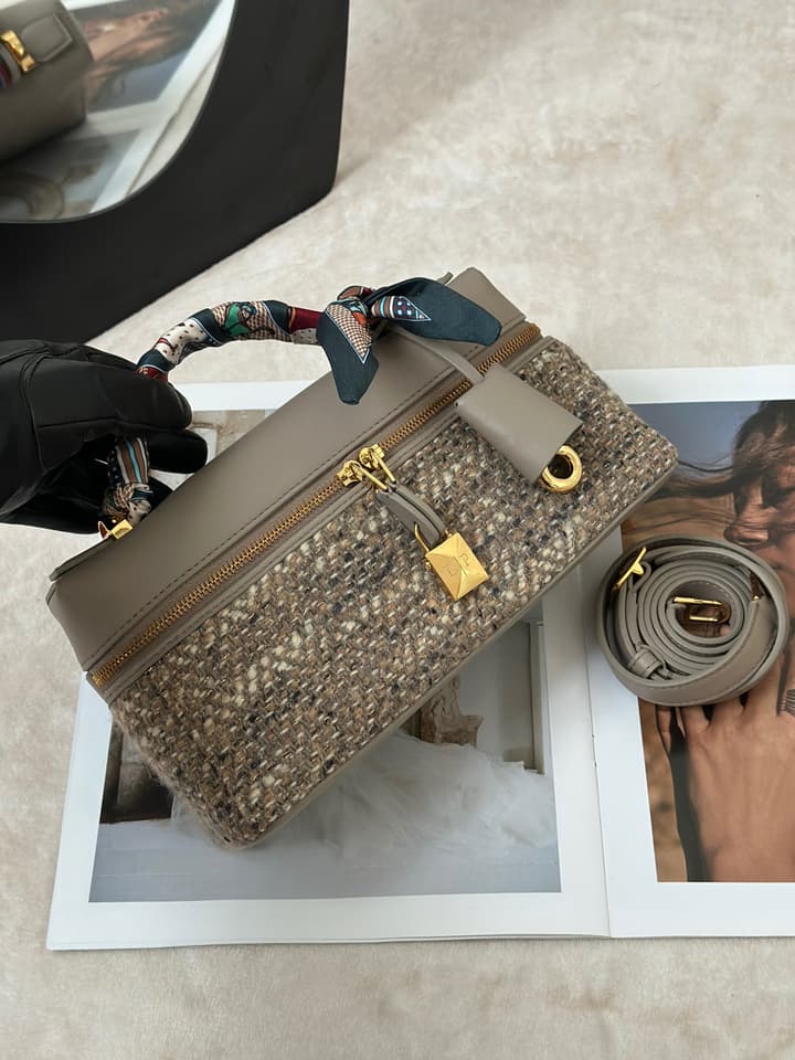 Loro Piana Extra Bag L23 in Taupe Tweed