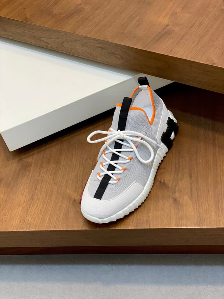 Hermès Suede and Denim Canvas Sneakers in Black And White