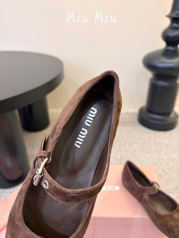 Miu Miu Suede Bow Mary Jane Flats