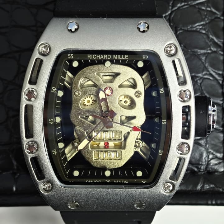 Richard Mille RM052 Series Skeleton Skull Automatic Quartz Watch in Gunmetal Tone