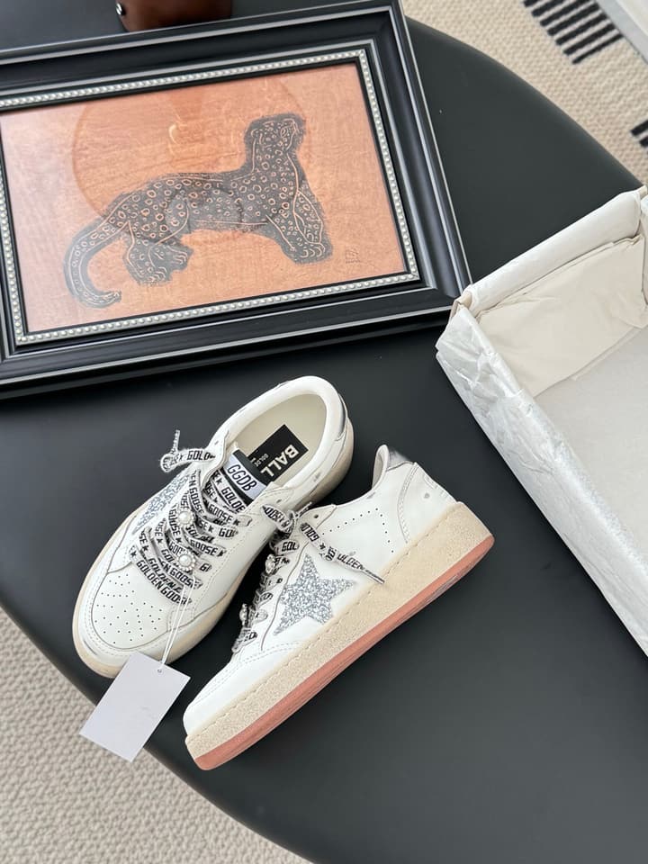 Golden Goose Graffiti Distressed Sneakers – 2024 Collection in White With Plain Laces