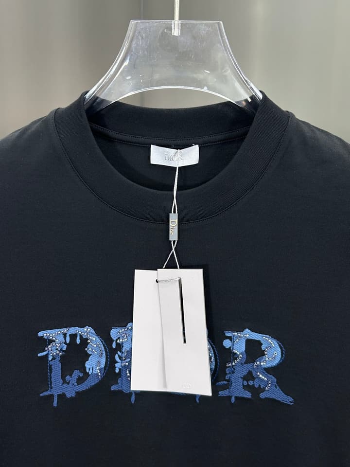 Dior 3D Logo High-Count Cotton T-Shirt – 2026SS in Black With Blue Graffiti Logo