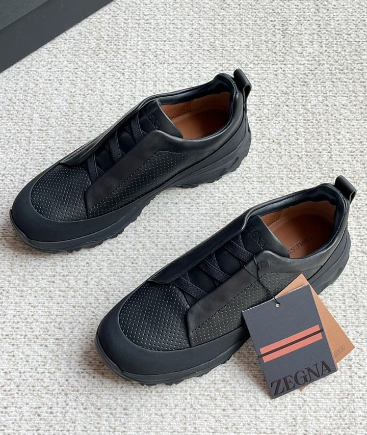 Zegna Triple Stitch™ Monte Perforated Casual Shoes in White Smooth