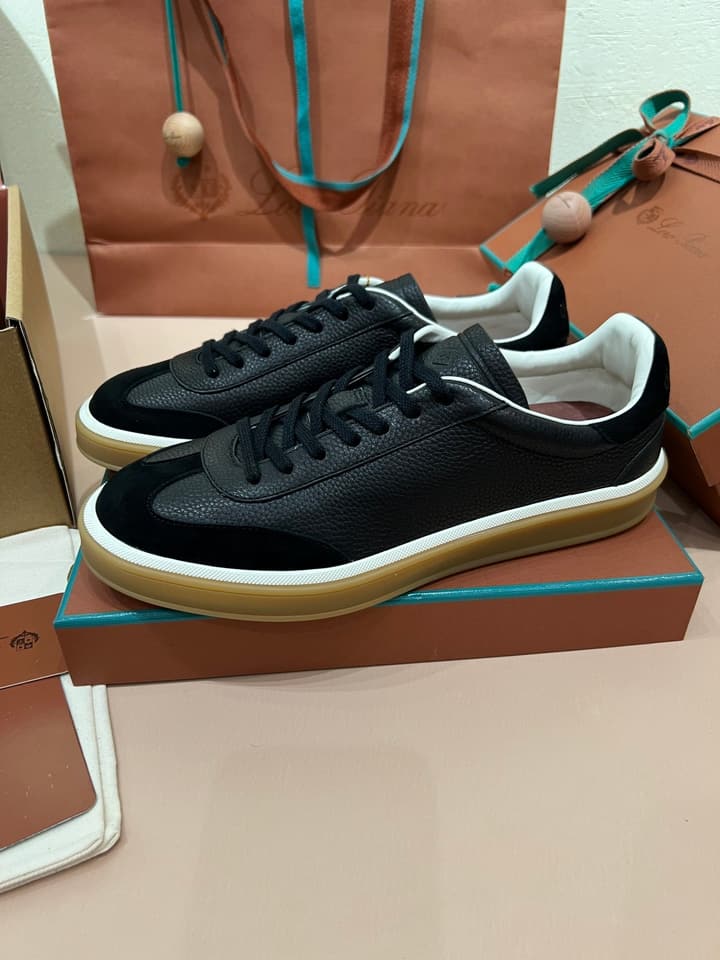 Loro Piana LP Tennis Walk Unisex Sneakers in Black Leather