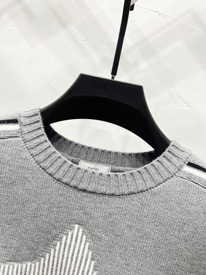 Dior x Peter Doig Ski Series Sailor Collar Knit Sweater – 23FW in Grey